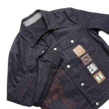 将图像加载到图库查看器中，HERMES Icon・O・Kare Denim Jacket Size 50 Navy Cotton100% Leather
