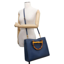 将图像加载到图库查看器中，GUCCI Bamboo Double G Diana Tote Bag Royal Blue 678842 Leather Bamboo Size Medium
