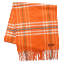 Load image into Gallery viewer, HERMES Blanket Check Scarf Orange/Multicolor Cashmere100%
