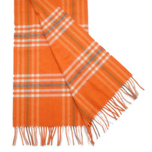 Load image into Gallery viewer, HERMES Blanket Check Scarf Orange/Multicolor Cashmere100%
