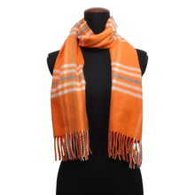 Load image into Gallery viewer, HERMES Blanket Check Scarf Orange/Multicolor Cashmere100%
