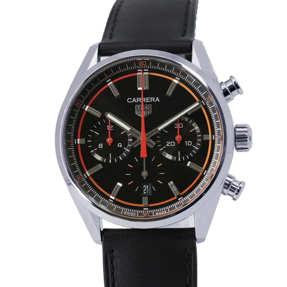 TAG HEUER Carrera Chronograph W42mm Stainless Steel Leather Black DialCBN201C.FC6542