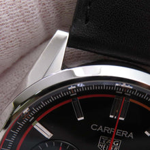 Load image into Gallery viewer, TAG HEUER Carrera Chronograph W42mm Stainless Steel Leather Black Dial CBN201C.FC6542
