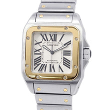 将图像加载到图库查看器中，CARTIER Santos100 LM W41.3mm×H51.1mm Stainless Steel K18YG Silver Dial W200728G
