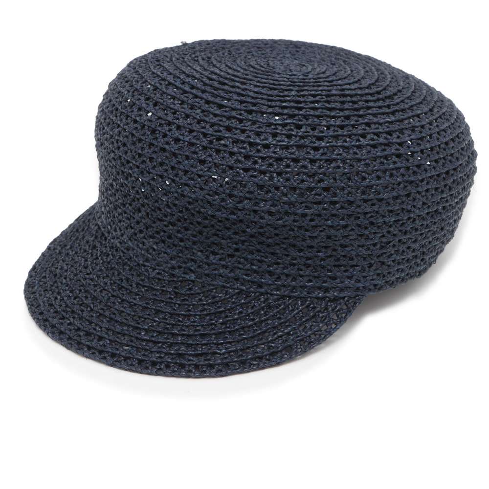 HERMES Garate Cap Size 58 Navy Raffia100%