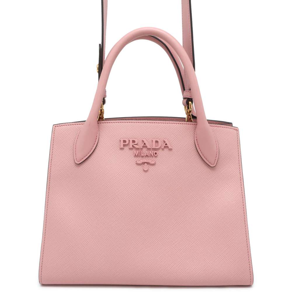 PRADA Mono Chrome 2WAYBag Pink 1BA156 Leather