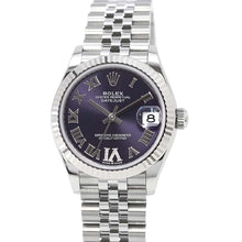 将图像加载到图库查看器中，ROLEX Datejust W31mm Stainless Steel K18WG Aubergine/6 diamonds Dial 278274
