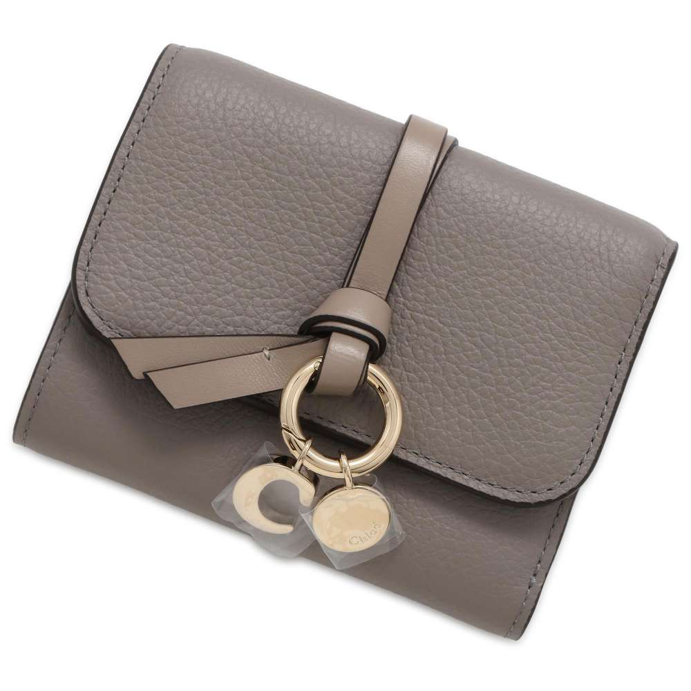 Chloe Alphabet Trifold Wallet Gray CHC21WP945F57053 Leather