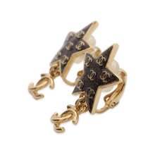 Load image into Gallery viewer, CHANEL CC Logo Star Motif Earrings Black Metal
