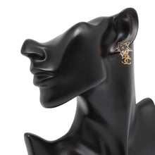 Load image into Gallery viewer, CHANEL CC Logo Star Motif Earrings Black Metal
