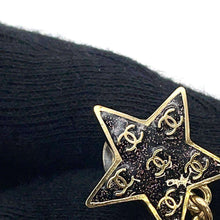 Load image into Gallery viewer, CHANEL CC Logo Star Motif Earrings Black Metal
