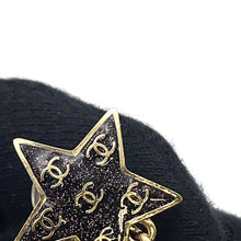 Load image into Gallery viewer, CHANEL CC Logo Star Motif Earrings Black Metal
