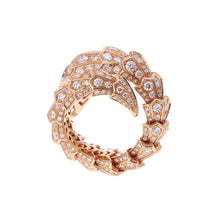 将图像加载到图库查看器中，BVLGARI Serpenti Full Diamond Ring Size ML 18K Pink Gold
