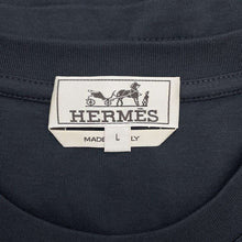 Load image into Gallery viewer, HERMES T-Shirt Mini Patch &quot;Metally O&#39;Cal&quot; Size L Marine Cotton100%
