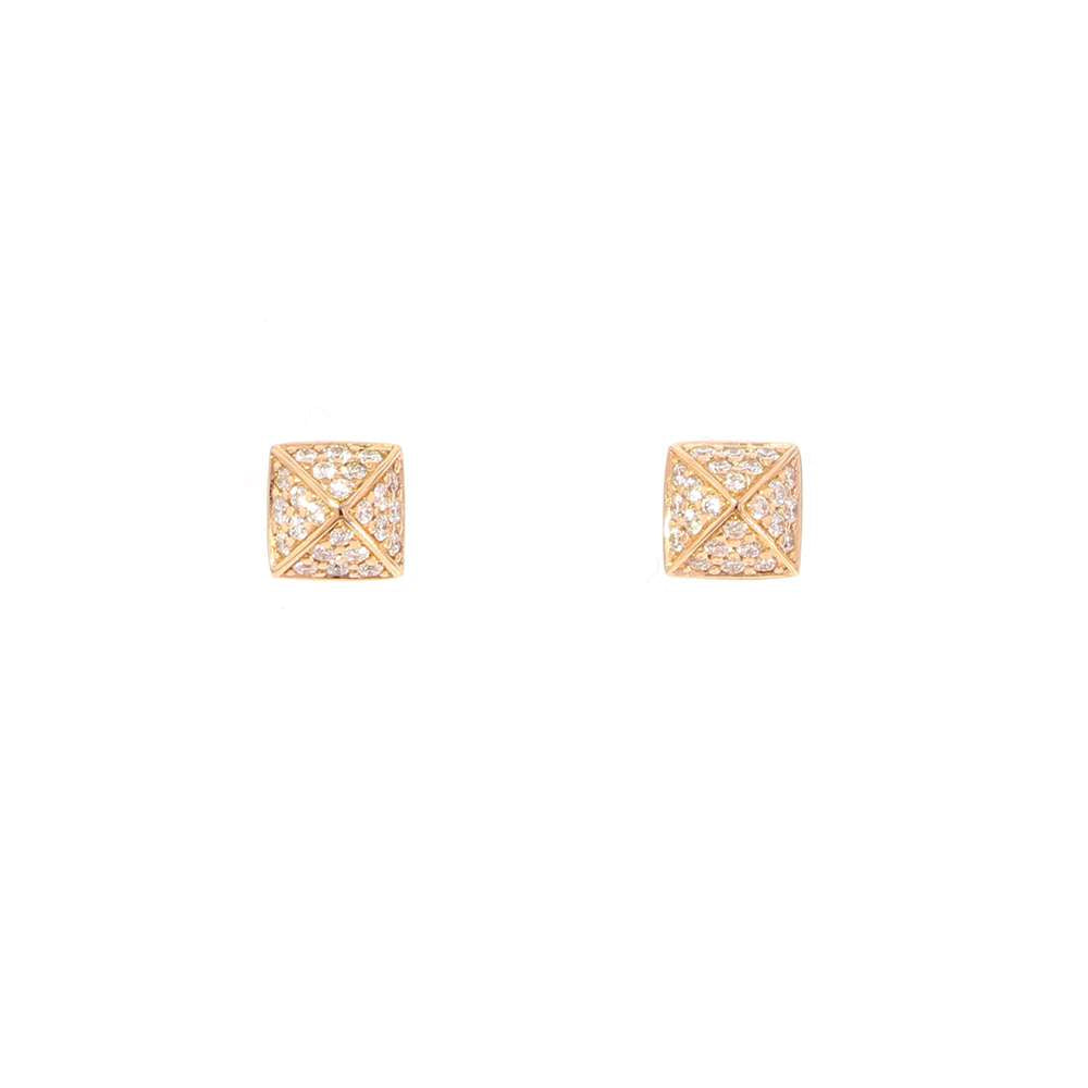 HERMES HERMES Crew de H Stud Earrings 18K Pink Gold