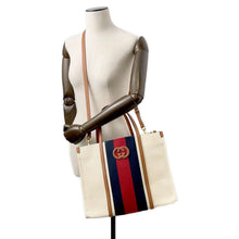 Load image into Gallery viewer, GUCCI Interlocking G 2way Tote Bag Natural/Blue/Red727721 Canvas Leather Size Medium
