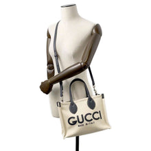 Load image into Gallery viewer, GUCCI Printed 2way Handbag Navy/Beige 772144 Canvas Leather Size Mini
