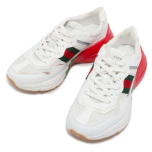 将图像加载到图库查看器中，GUCCI Lighton Cherie Line Sneakers White/Red/Green643491 Leather Size 8
