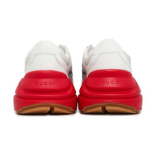 将图像加载到图库查看器中，GUCCI Lighton Cherie Line Sneakers White/Red/Green643491 Leather Size 8
