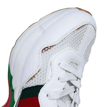 将图像加载到图库查看器中，GUCCI Lighton Cherie Line Sneakers White/Red/Green643491 Leather Size 8
