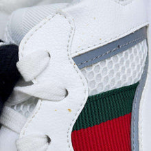 将图像加载到图库查看器中，GUCCI Lighton Cherie Line Sneakers White/Red/Green643491 Leather Size 8
