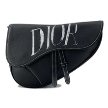 将图像加载到图库查看器中，Dior Alex Fox Ton Collaboration Saddle Crossbody Bag Black Leather
