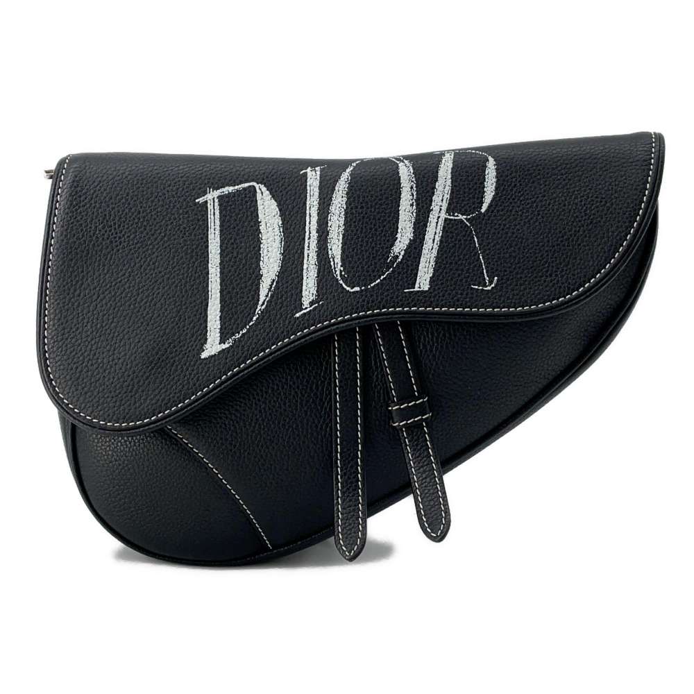 Dior Alex Fox Ton Collaboration Saddle Crossbody Bag Black Leather