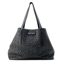 将图像加载到图库查看器中，JIMMY CHOO Sophia Star Embossed Tote Bag Black Leather
