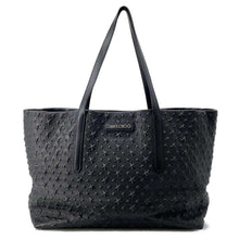 将图像加载到图库查看器中，JIMMY CHOO Sophia Star Embossed Tote Bag Black Leather
