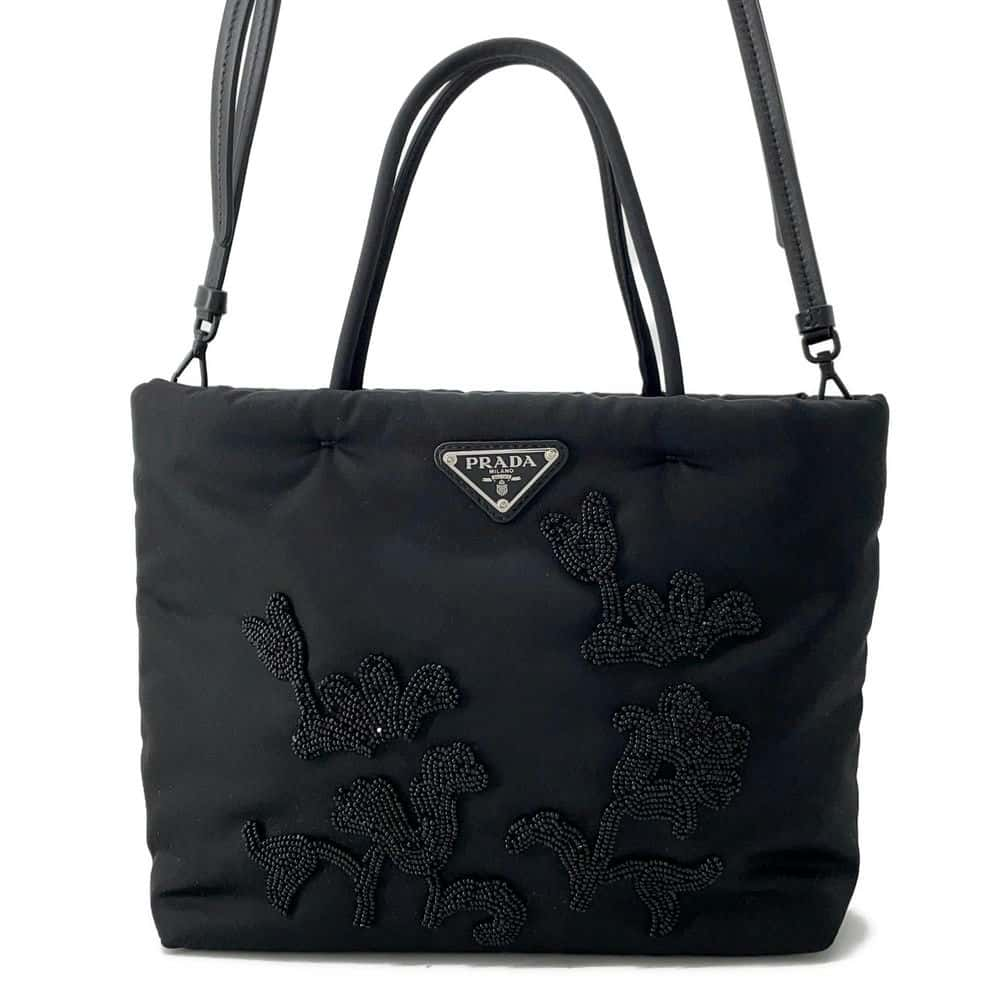 PRADA 2way Tote Bag Black 1BA257 Nylon