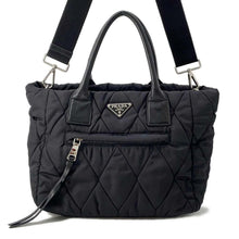 将图像加载到图库查看器中，PRADA Bomber 2way Tote Bag Black 1BG168 Nylon
