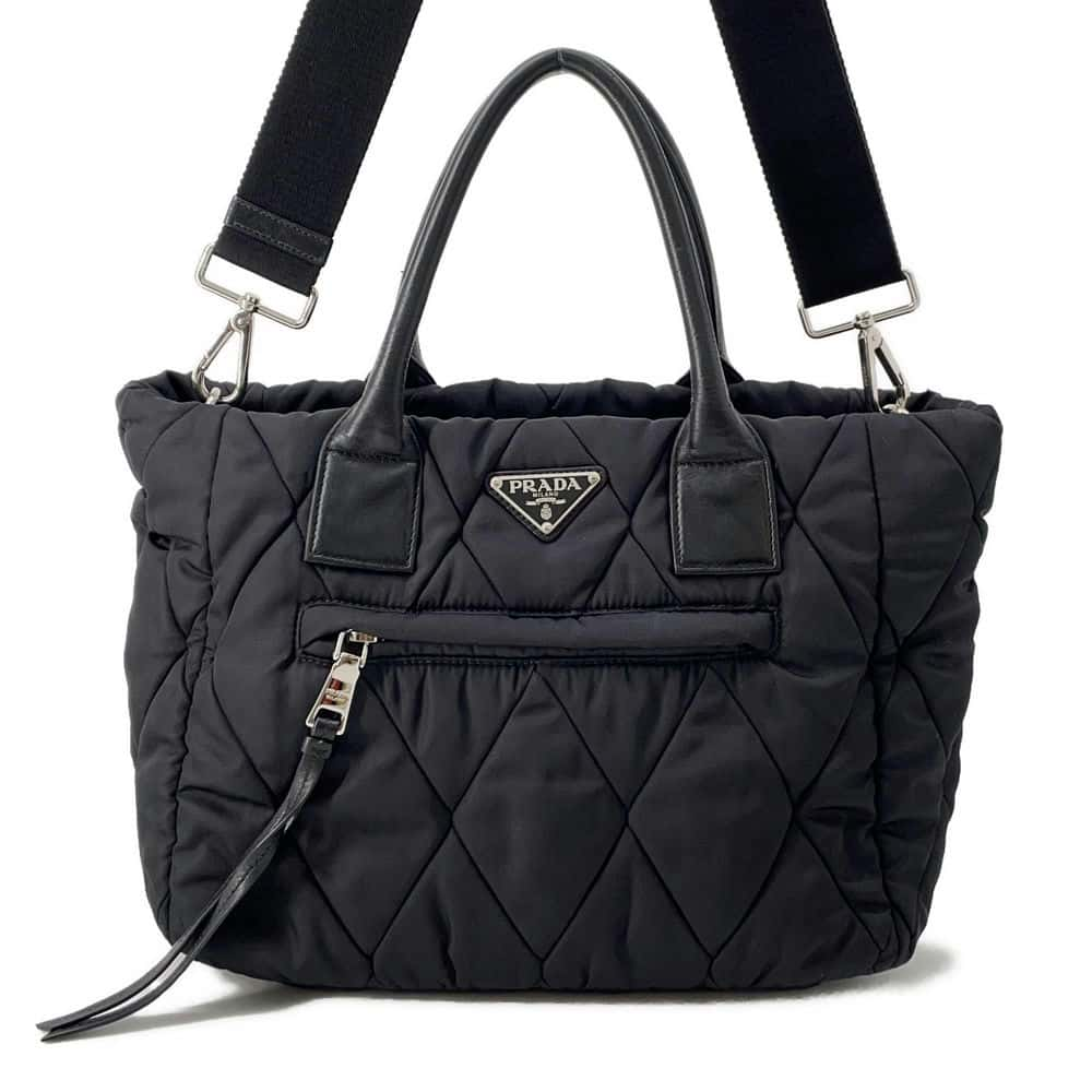 PRADA Bomber 2way Tote Bag Black 1BG168 Nylon