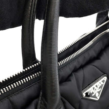 将图像加载到图库查看器中，PRADA Bomber 2way Tote Bag Black 1BG168 Nylon
