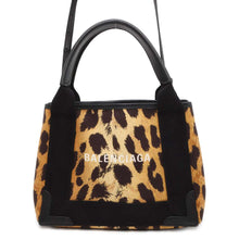 Load image into Gallery viewer, BALENCIAGA Leopard Navy Cabas Yellow/Black 390346 Canvas Leather Size XS
