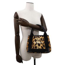 Load image into Gallery viewer, BALENCIAGA Leopard Navy Cabas Yellow/Black 390346 Canvas Leather Size XS
