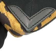 将图像加载到图库查看器中，BALENCIAGA Leopard Navy Cabas Yellow/Black 390346 Canvas Leather Size XS
