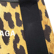 将图像加载到图库查看器中，BALENCIAGA Leopard Navy Cabas Yellow/Black 390346 Canvas Leather Size XS
