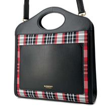 将图像加载到图库查看器中，BURBERRY Pocket Bag 2way Handbag Black/Red/White 8035841 Leather Nylon
