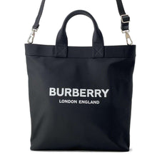 将图像加载到图库查看器中，BURBERRY Logo 2way Tote Bag Black 8026233 Nylon
