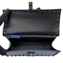 将图像加载到图库查看器中，Valentino Garavani Studded Shoulder Bag Blue Leather
