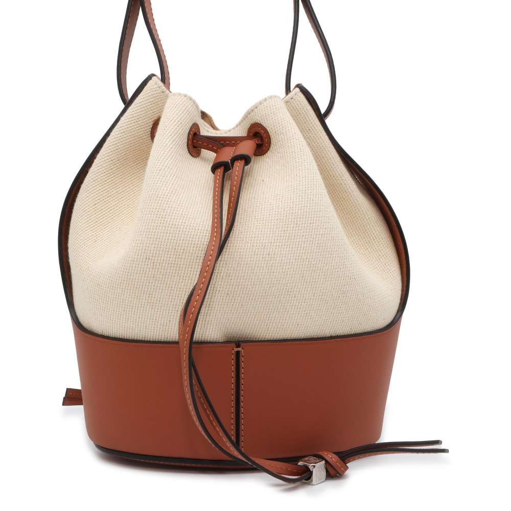 LOEWE Balloon shoulder bag Brown/Beige A710C31X02 Leather Canvas