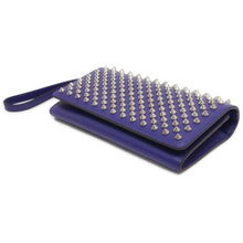 将图像加载到图库查看器中，Christian Louboutin Studded Bifold Wallet Long Wealth Cloth Purple 1165076 Leather
