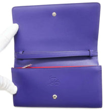 将图像加载到图库查看器中，Christian Louboutin Studded Bifold Wallet Long Wealth Cloth Purple 1165076 Leather
