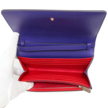 将图像加载到图库查看器中，Christian Louboutin Studded Bifold Wallet Long Wealth Cloth Purple 1165076 Leather
