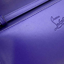 将图像加载到图库查看器中，Christian Louboutin Studded Bifold Wallet Long Wealth Cloth Purple 1165076 Leather
