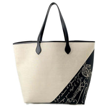 将图像加载到图库查看器中，Berluti Scritto Sunday Tote Ivory/Black 224708 Canvas Leather
