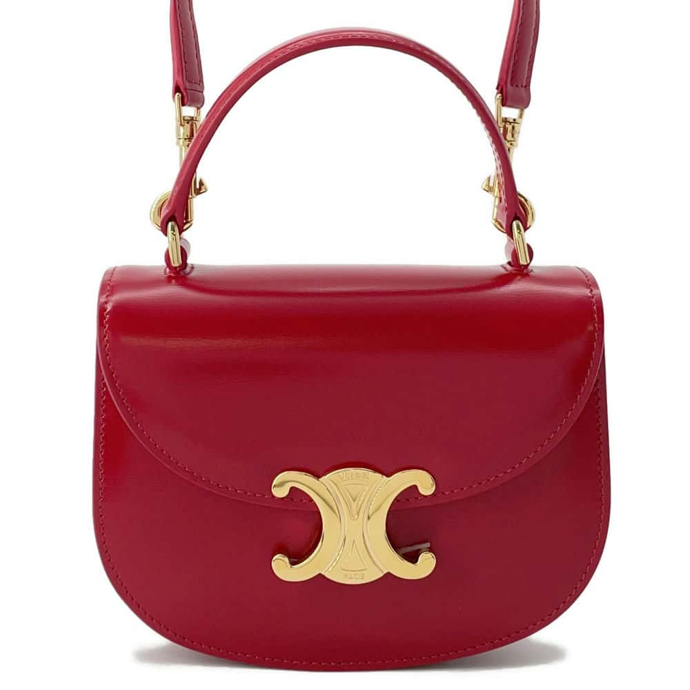 CELINE Minibusa Claire Red 10L063ETZ Shiny Calf Leather