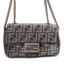 将图像加载到图库查看器中，FENDI Zucca ChainShoulder Bag Gray 8BR793 Viscose Polyester Cotton Calf Leather
