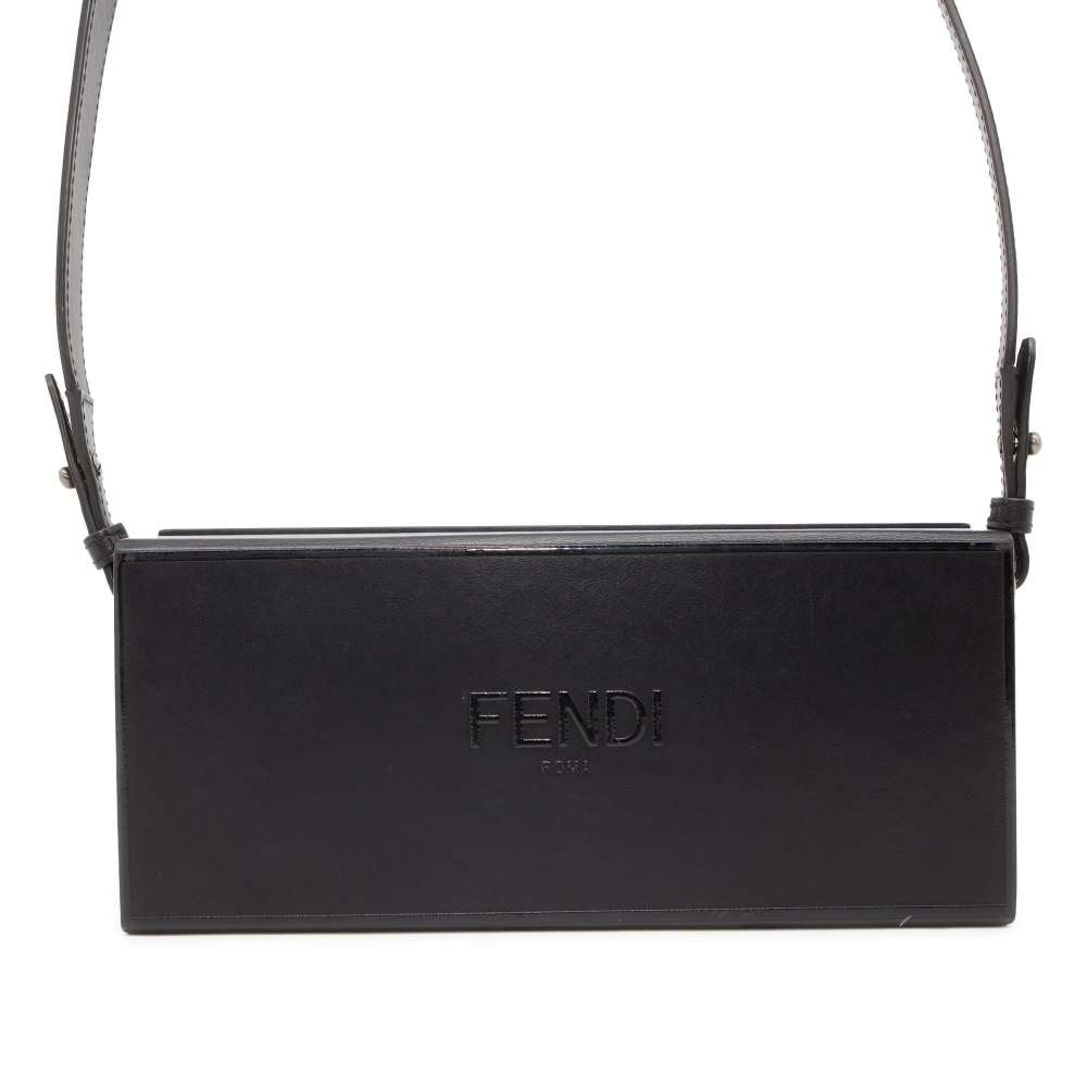 FENDI Horizontal Box Bag Black 7VA520 Calf Leather