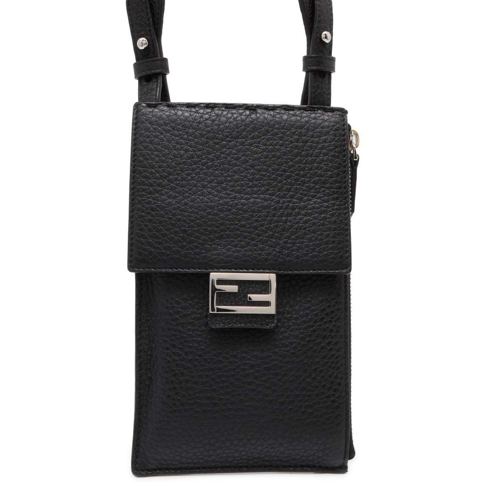 FENDI Pochette Shoulder Bag Black 7AS034 Leather